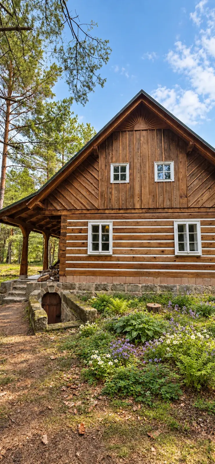 Roubená stavba se sedlovou střechou v Libereckém kraji